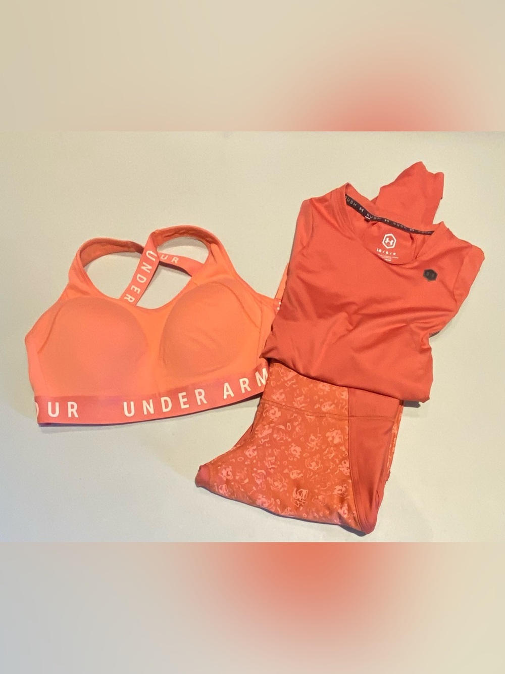 Under Armour Coral Peach Sports Bra with Branded Band
